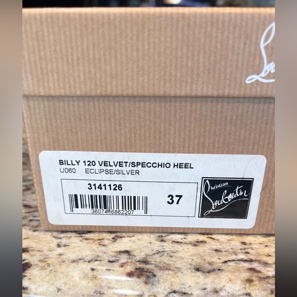 Christian Louboutin BILLY 120 Velvet Silver Studded Eclipse High Heels EU 37 - Picture 14 of 14